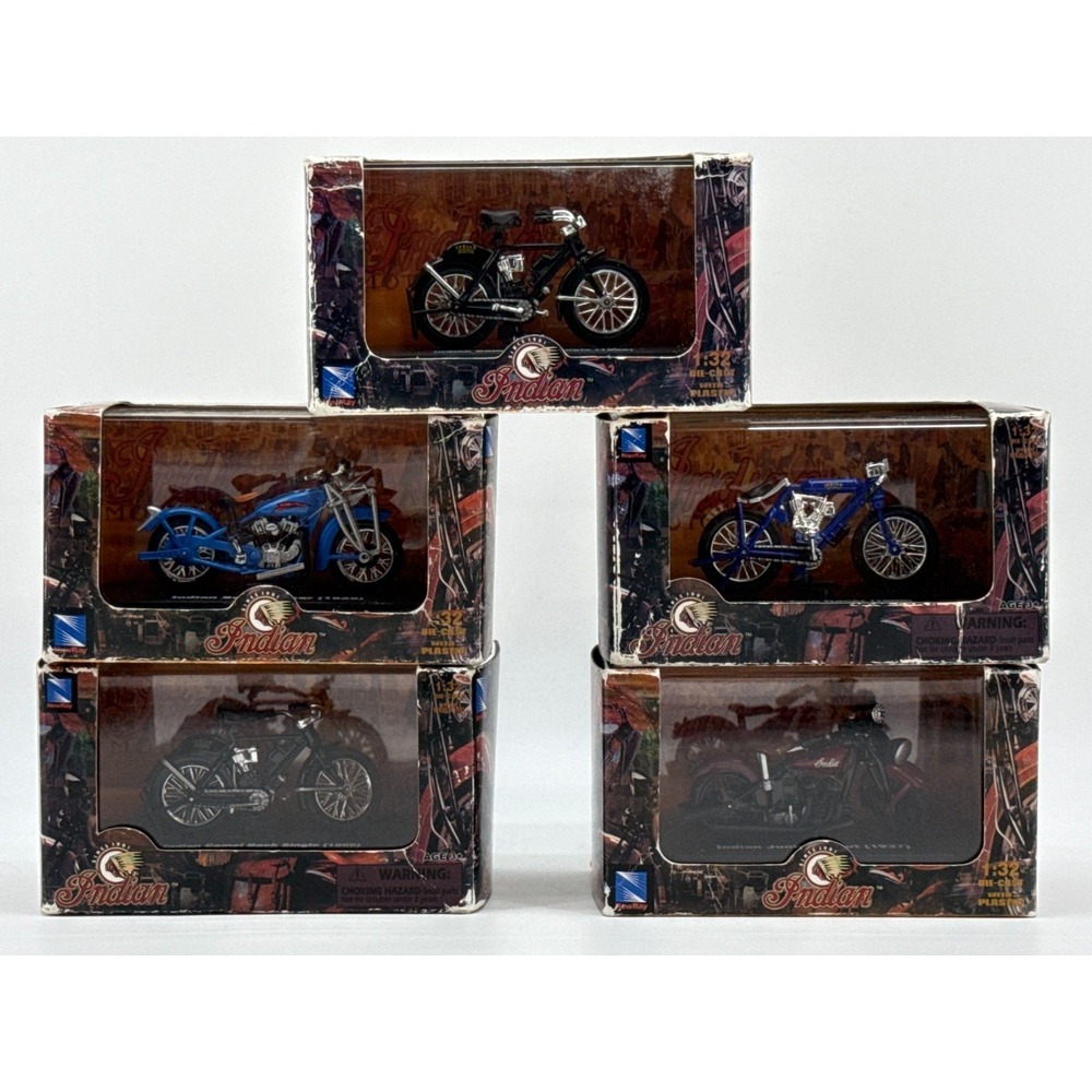 NewRay Indian Motorcycle 1:32 Lot Camel Back Twin Scout Junior 5pc Boxed 132 NWT